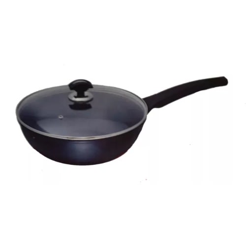 Fry Pan With Cover - Black + Free Gift