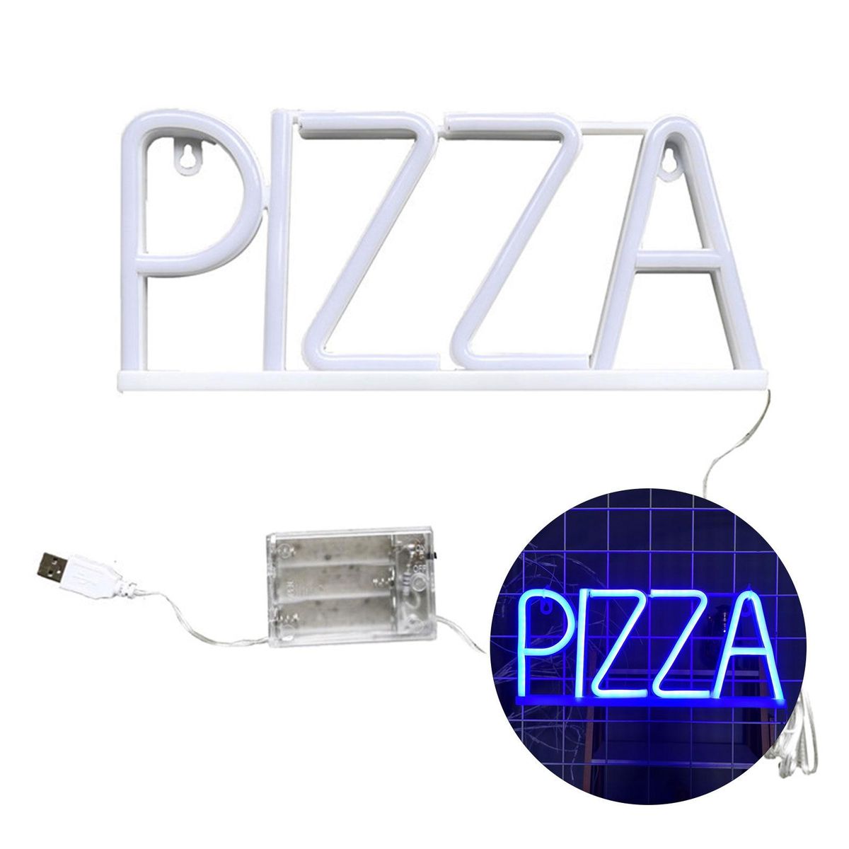Led Night Light Pizza Neon Sign Led Light Vibrant Wall Art Decor for A Blue