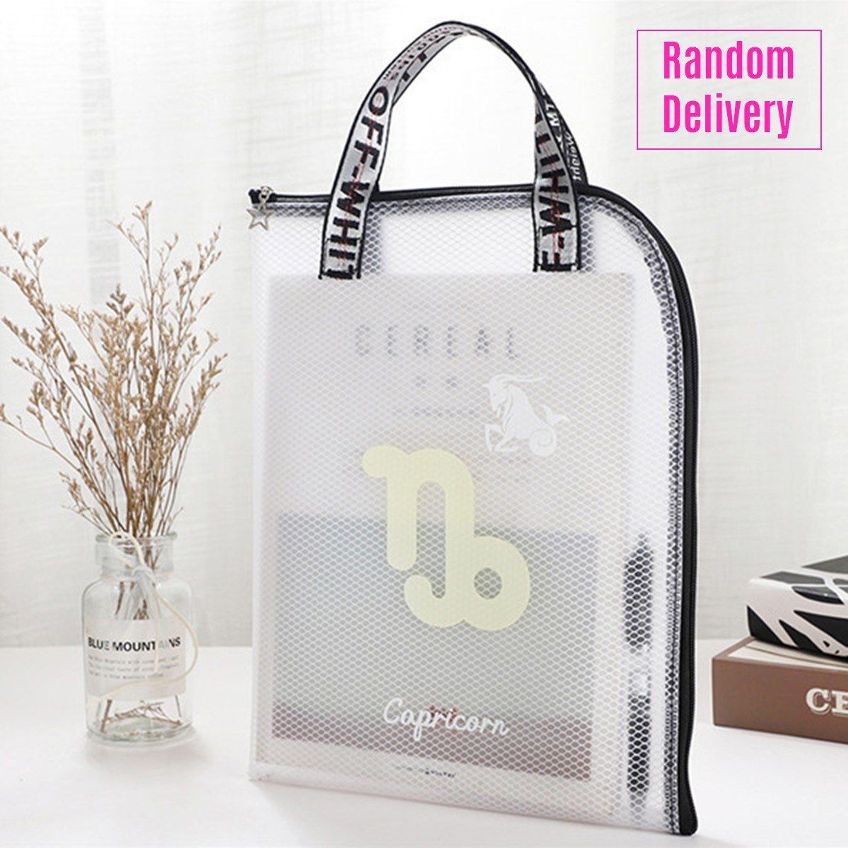 1pc Twelve Constellations EVA Zipper File Bag A4 Transparent