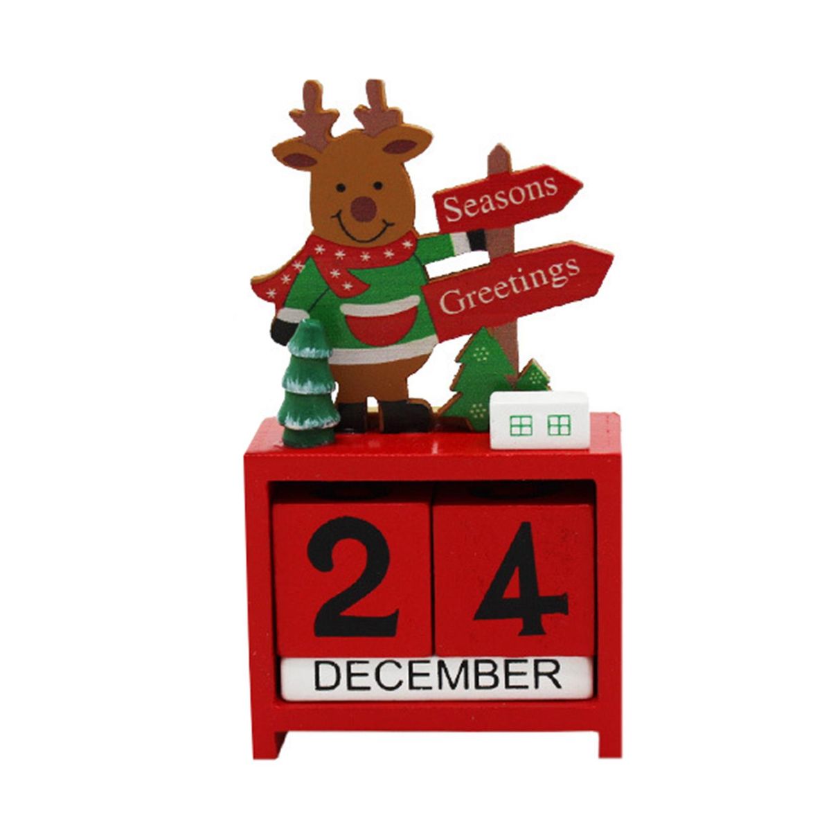 Christmas Advent Wooden Blocks Calendar Perpetual Calendar Desktop Calendar DIY Cute Decoration for Desk Office Stationery Children's Gift