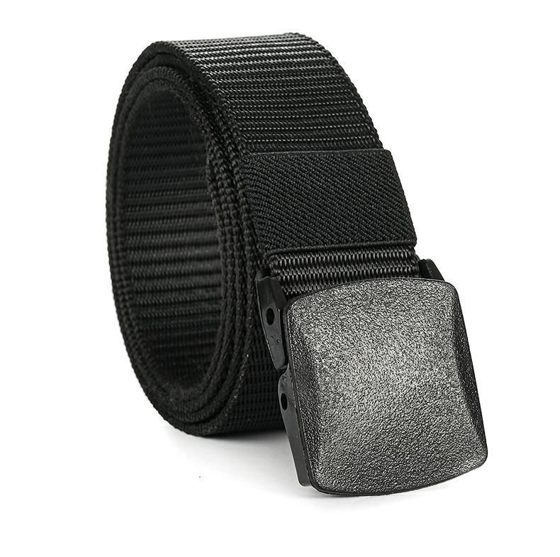 Nylon Belt Casual Sports Belt Automatic Buckle Outdoor Sports Training Belt Pants Belt 3.8cm in Width Black