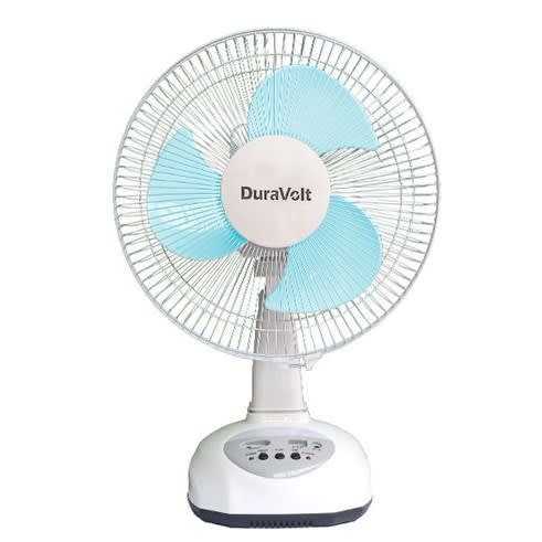 12" Rechargeable Fan With Solar Panel And Bulbs - 12W