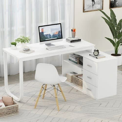 Kmt-computer Desk With Storage - White