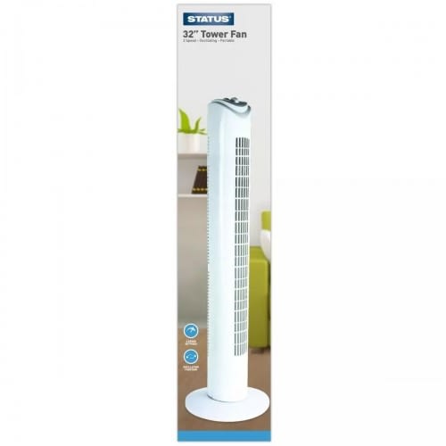 32" Oscillating Tower Fan Free Standing - 3 Speed Setting - 45w