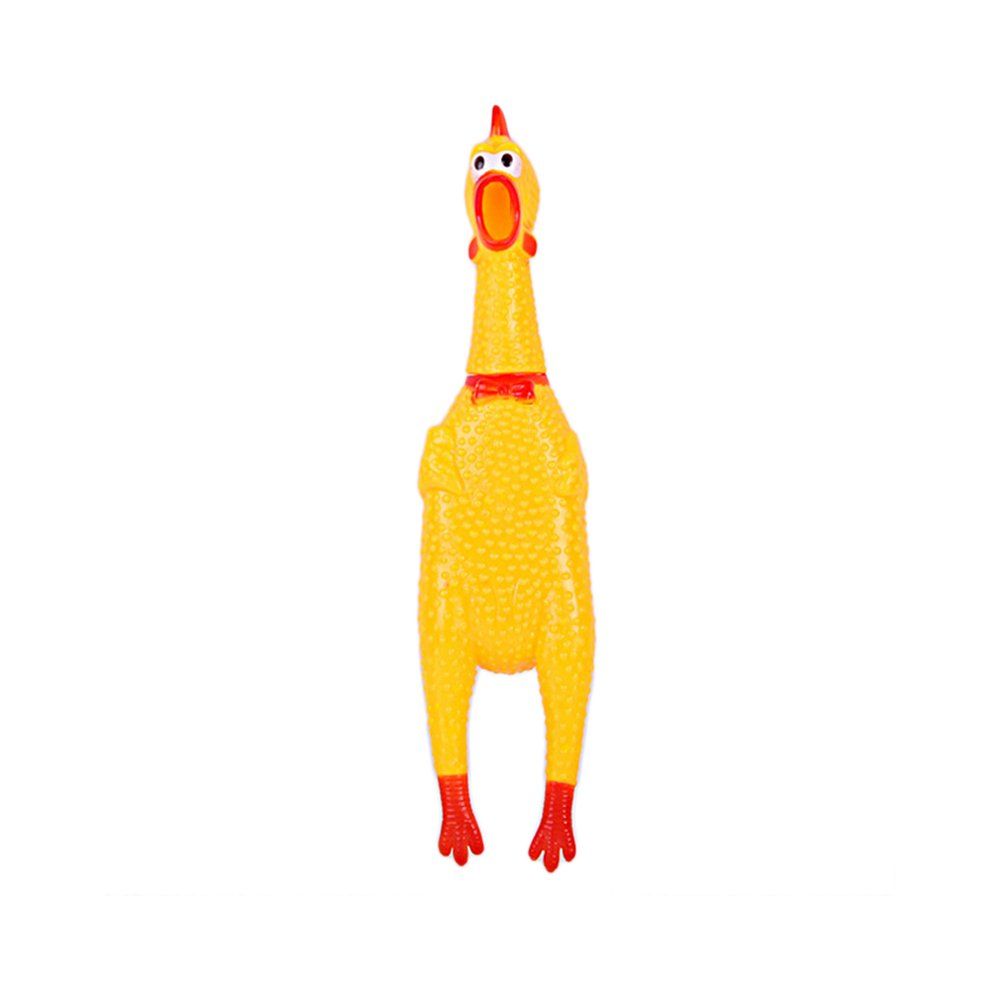 Funny Pet Toy Squawking Rooster Screaming Rubber Chicken Shrilling Dog Cat Yellow S