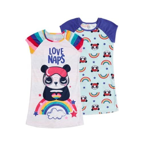 Girls Ultra Soft Cozy Fleece Unicorn Love Naps Pyjamas Nightgown -(size Run Small/ Short- 2 in 1