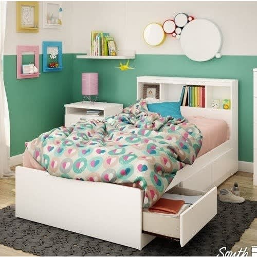 Bed Frame With Bookcase - 3ft By 6ft - White