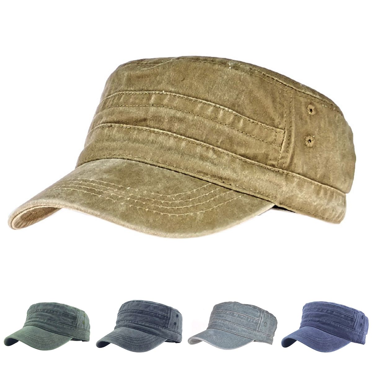 Baseball Cap Flat Top Washed Spring Summer Vintage-Grey