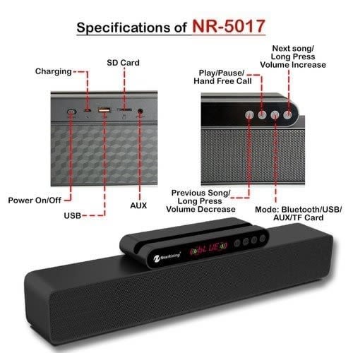 Nr-5017 Tws Connection Soundbar Wireless Bluetooth Speaker