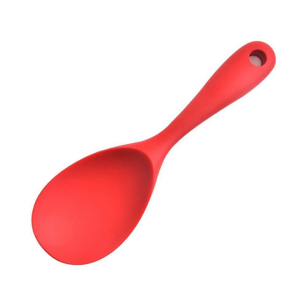 Home Use Large Silicone Long Handle Spoon High Grade Mixing Ladle Cooking-1PCS