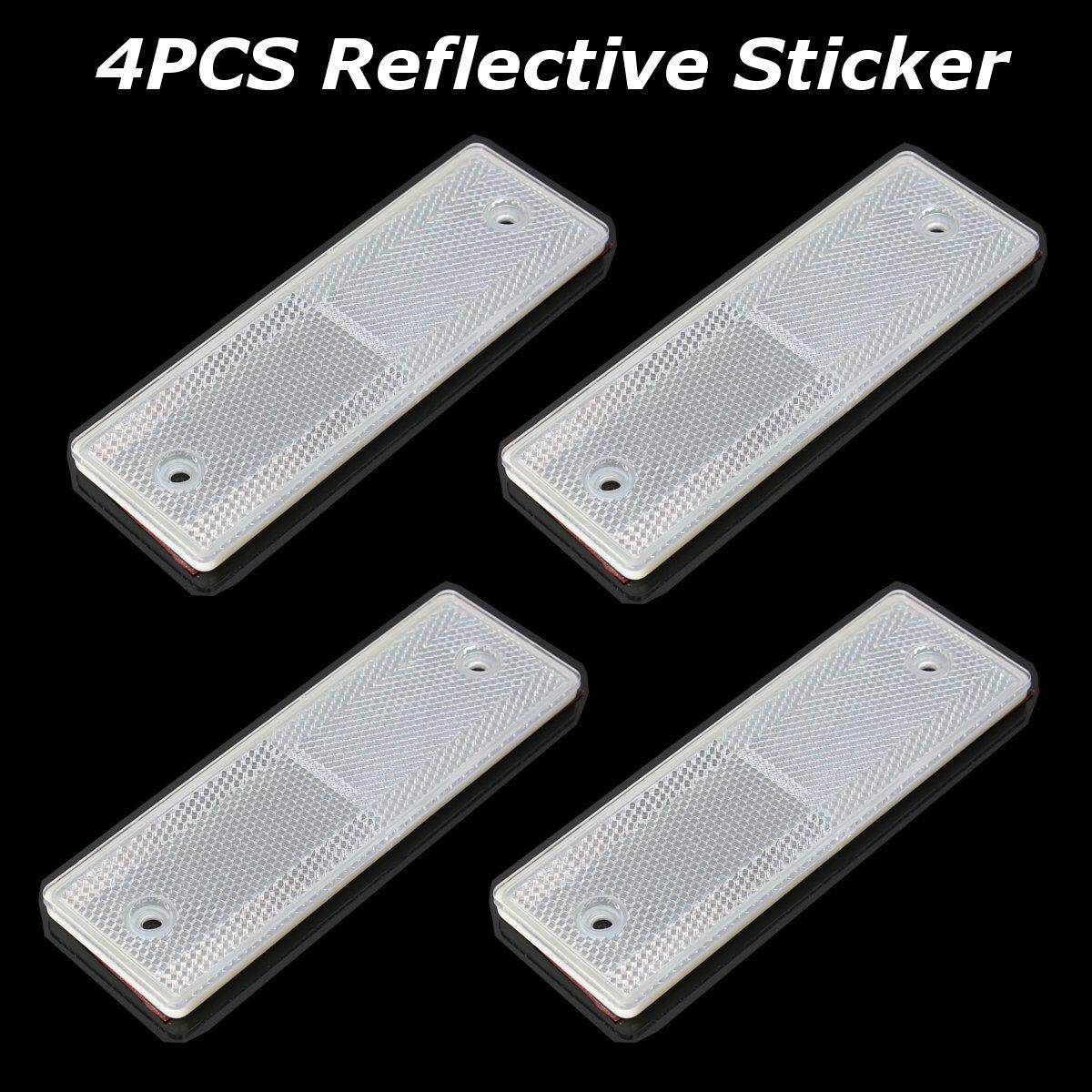 4pcs White Rectangular Approved Reflectors Trailer Caravan