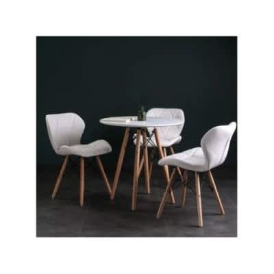 Wooden Leg Dinning Table With 3 Pcs Of Foam Chair