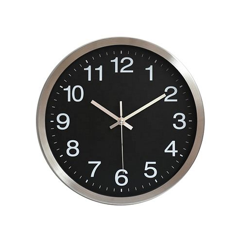 Aluminium Wall Clock With Silver Frame 30cm(12 Inch)