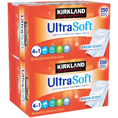 Kirkland Signature Fabric Softener Sheets - 250-count - 2-pack Fresh Laundry Supply