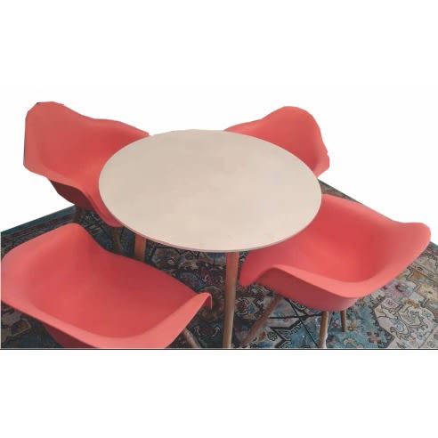 Hygena Charlie Dining Table + 4 Eames Chair Pink - Arm Rest