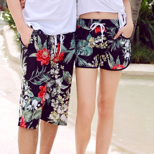 2-in-1 Men's Shorts Quick-drying Couple Beach Pants-Black