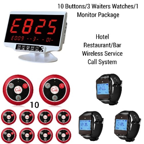Hotel Restaurant/bar Waiters/customers Service Wireless Call 10buttons/3watch/1monitor Pack