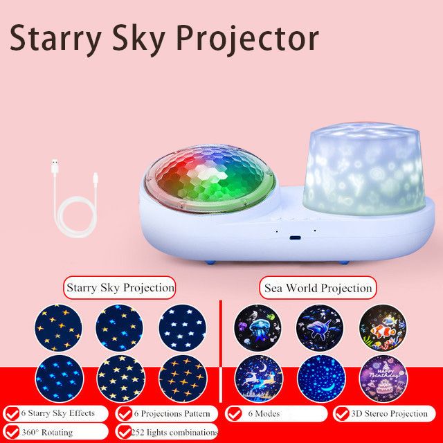 3D Galaxy Ocean  Night Light For Kids 12Pcs Theme Film Unicorn Star  Lamp Bedroom Decor Rotating Ideal Gift