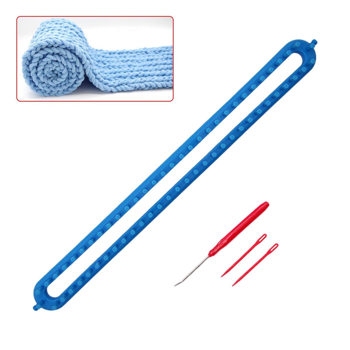 Plastic Knitting Loom Kit Crochet Weaving  Knitter Blue 22.8inch