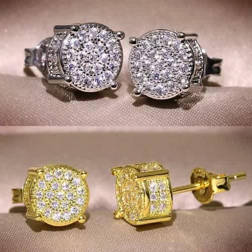 2 Pairs Unisex Ice Stud Earrings