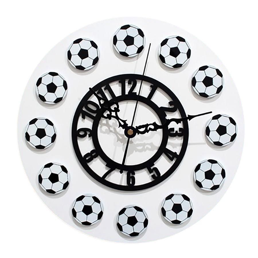 New Football Pattern Needle Decoration Wall Clocks Black