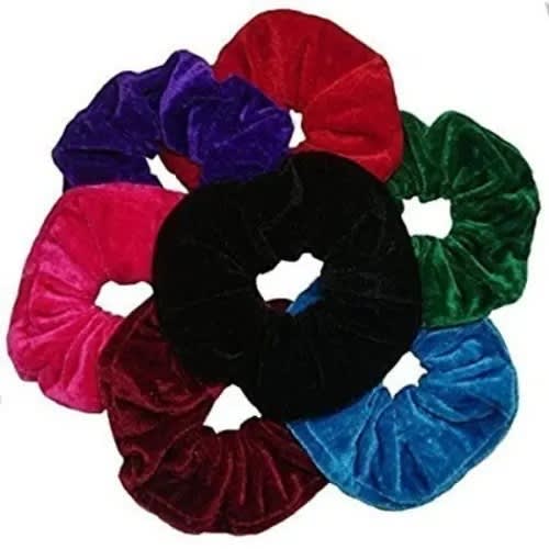 Large Velvet Hair Scrunchies - Set Of 7