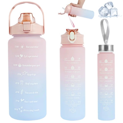 Set Of 3 Water Bottles With Intake Tracker