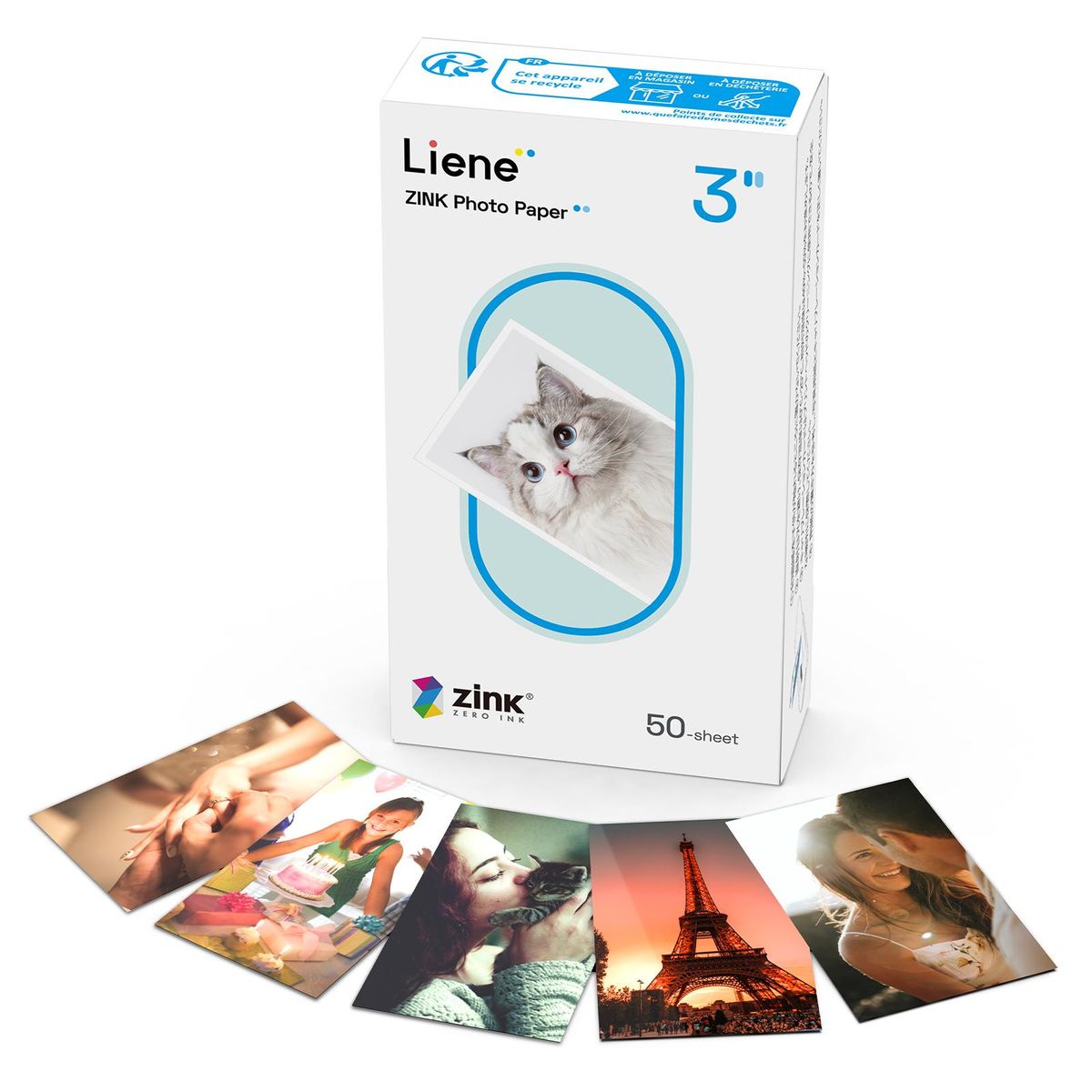Liene 2x3inch Zinc Photo Paper 50 Sheets Premium Photo Paper with Self-Adhesive Backing Waterproof Smudge-Proof Tear-Resistant for Liene Kiwi Photo Printer Refill Instant Photo Paper for Scrapbook