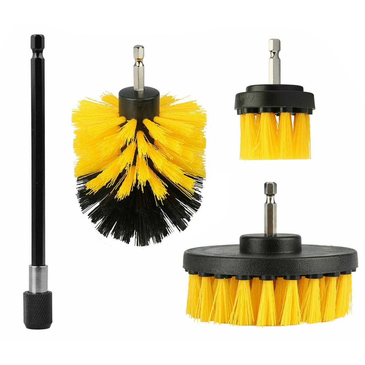 4Pcs Detailing Drill Brush Kit Car Wash Brush Hard Bristle