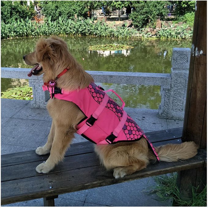 Adjustable Pet Dog Life Jacket Swimming Safety Vest Rose Red_S