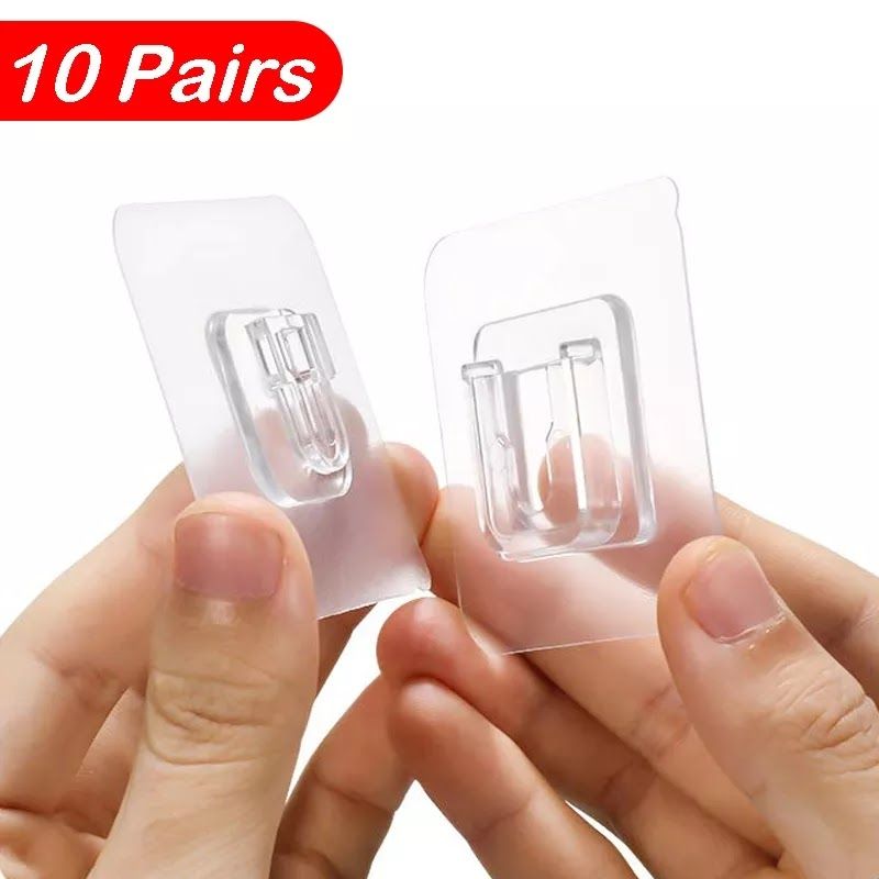 10-pairs Double-Sided Strong Self-adhesive Wall Hooks Door Sticky Hooks