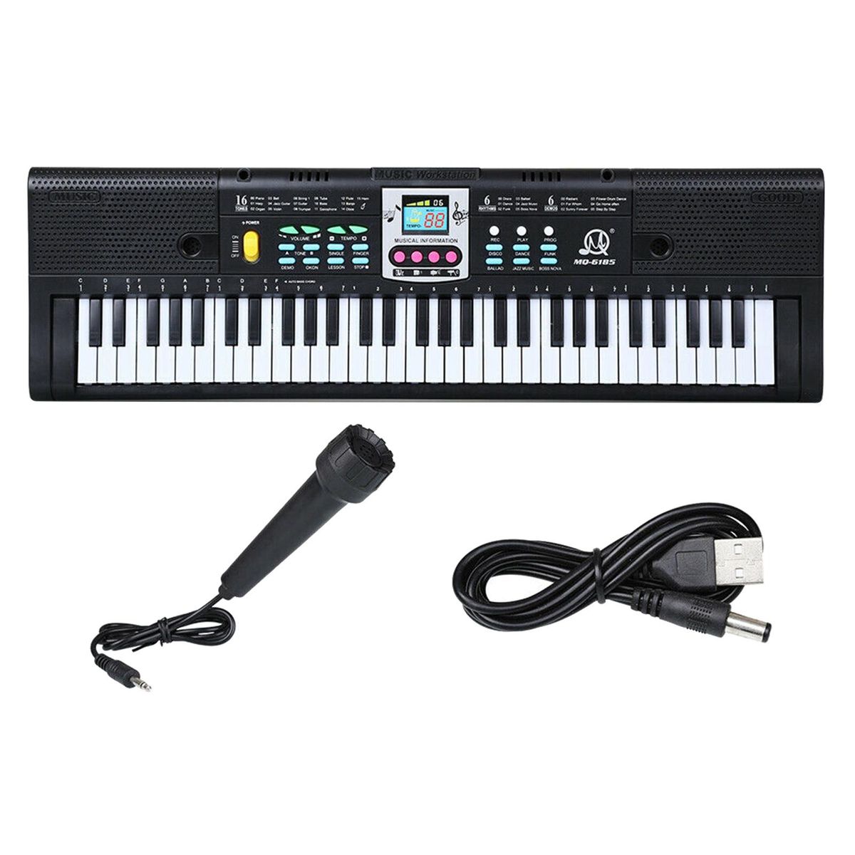 61 Keys Digital Electronic Piano Keyboard With Black & White 50x14cm