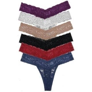 Women's Lace Thong Panties - 6 Pack