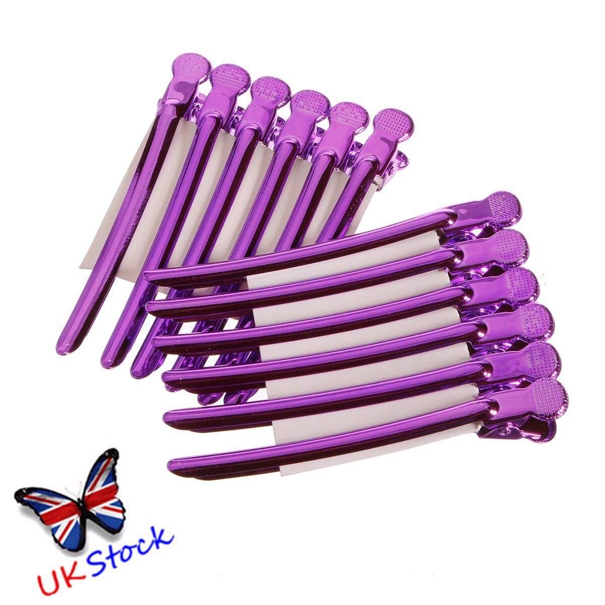 24pcs Pro Salon Barber Hairdressing Metal Sectioning Duck Hair Clips Grip Clamp