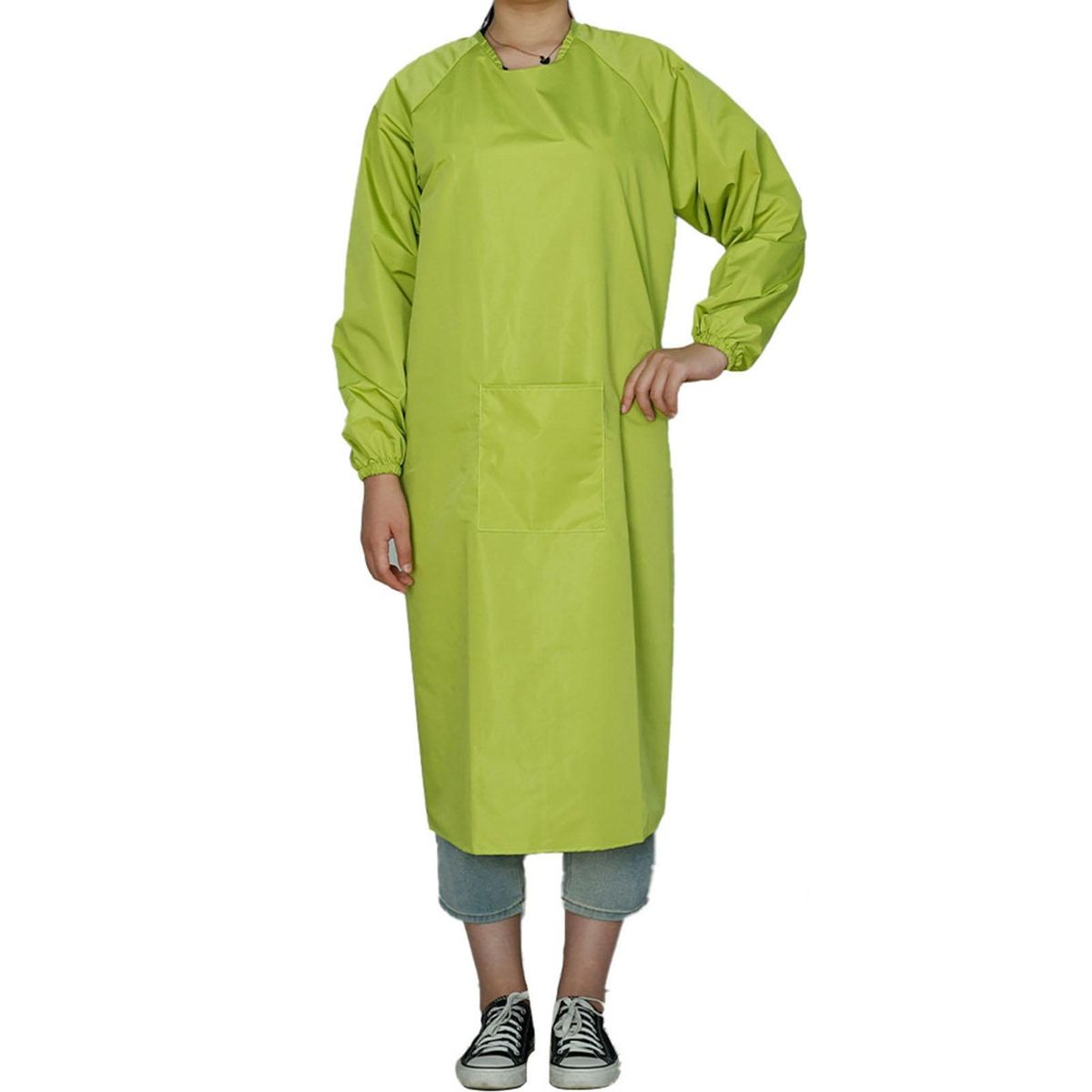 Waterproof Canvas Apron with Pockets Long Sleeves Ideal for Chefs Light Green