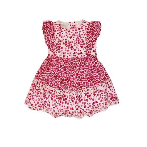 Toddler Girls Heart Print Frill Detail Dress