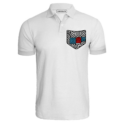 Shape Pocket Patterned Polo T-shirt - White