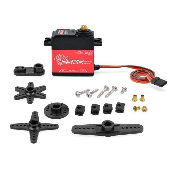 SURP  HOBBY 25KG Semi Aluminum Frame Digital Steering Gear Extended Version-red+black
