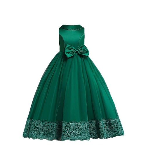 Girls Party Outing Dress Full Length Green
