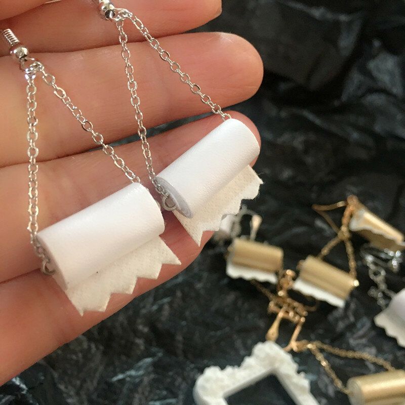Personality Toilet Roll Paper Earring Roll Paper Ear Hook