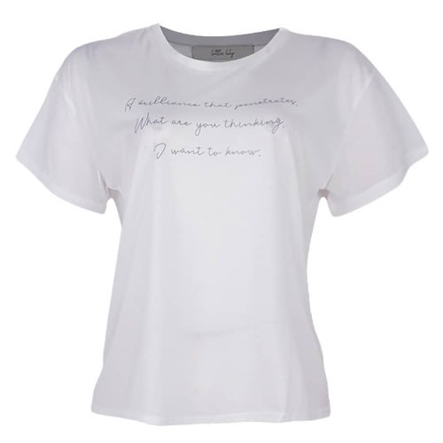 Round Neck Print Top - White