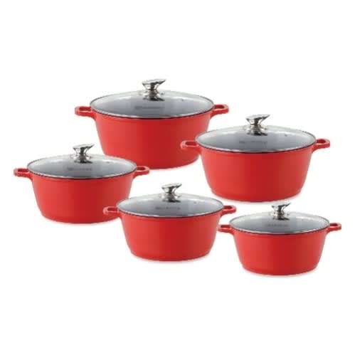 Nea Die-cast 5 Set Non-stick Pots - Red
