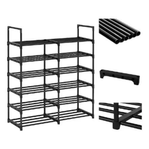 24 Pairs Shoe Rack / 6 Steps Shoe Rack - Black