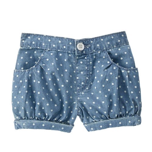 Denim Dotted Girl's Short- Blue