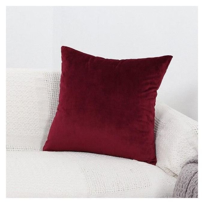 Velvet Fiber Stuffed Throw Pillow -Burgundy