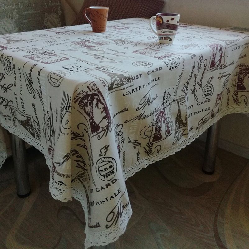 Eiffel Tower Cotton Linen Tablecloth Multi-purpose Universal Coffee Table Dustproof Cover-60x60cm