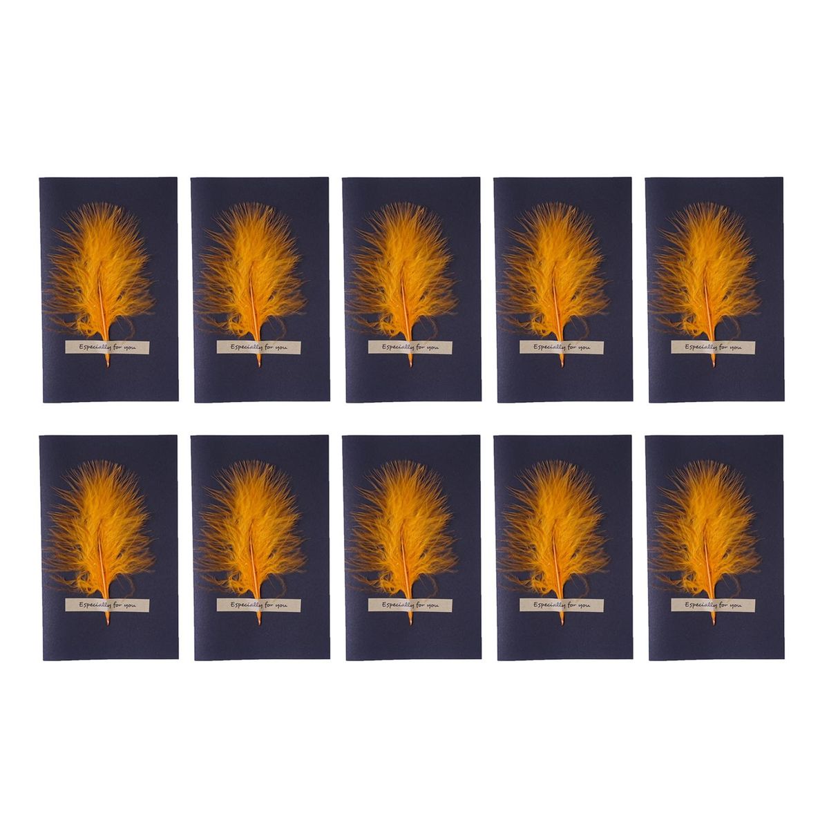 10Pcs Holiday Card Valentines Day Birthday Feather Greeting Card