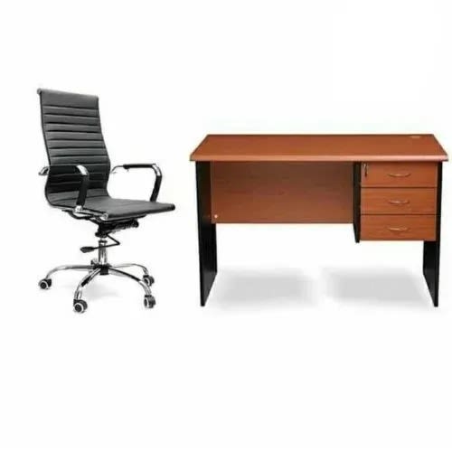 Executive Office 4ft Table And Leather  Office Chair