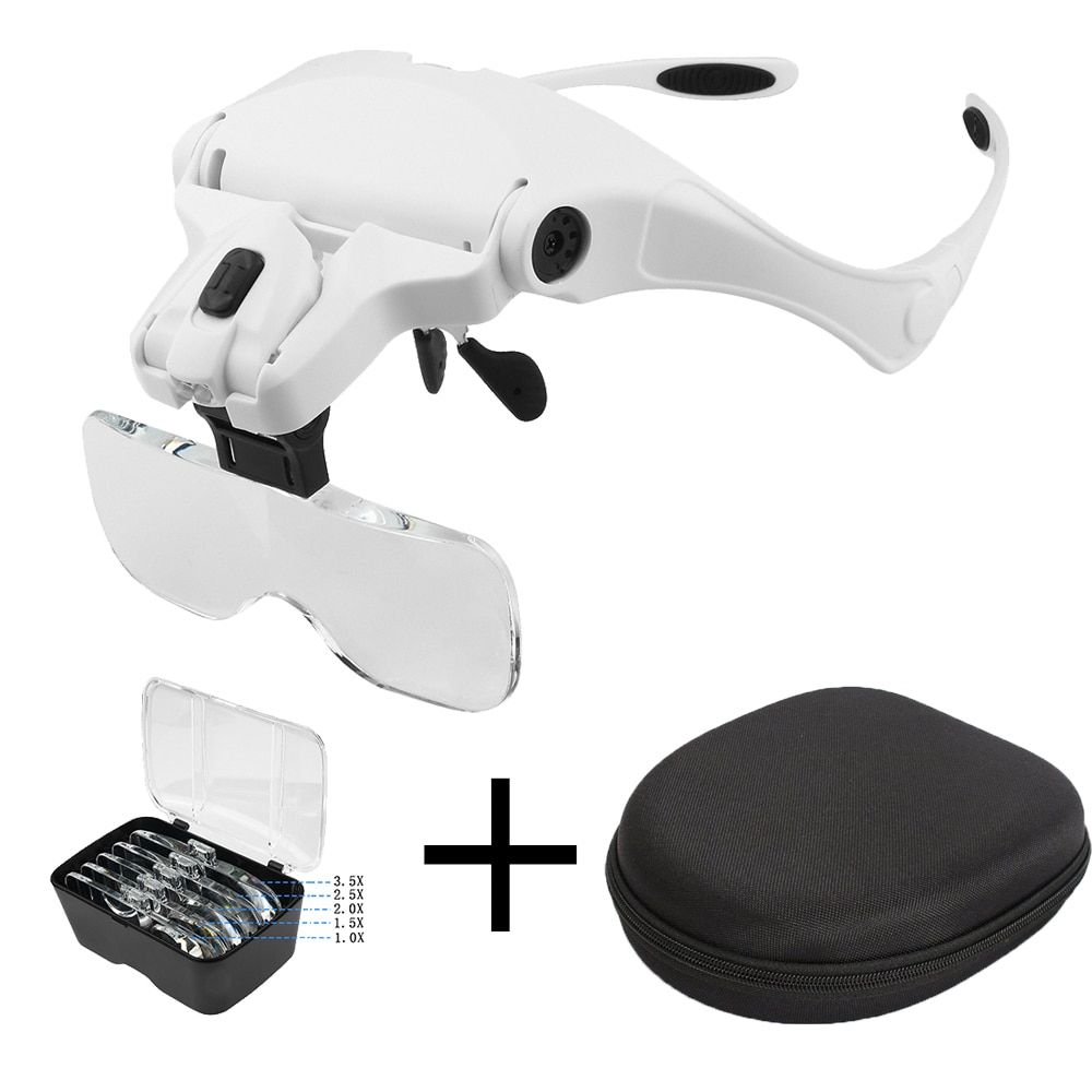 Magnifying Glasses LED Light 300mAH Rechargeable Head Loupe Jeweler Headband Magnifier Eye Glasses Tool Repair Reading Magnifier