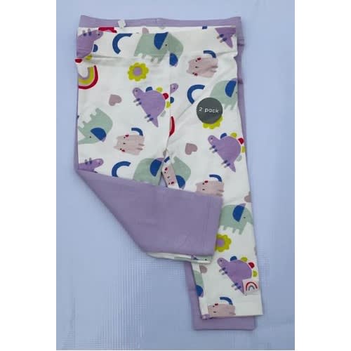 2 Pcs Girls Safari & Plain Design Leggings
